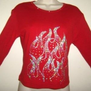 Vintage Beautiful glitter red knit top